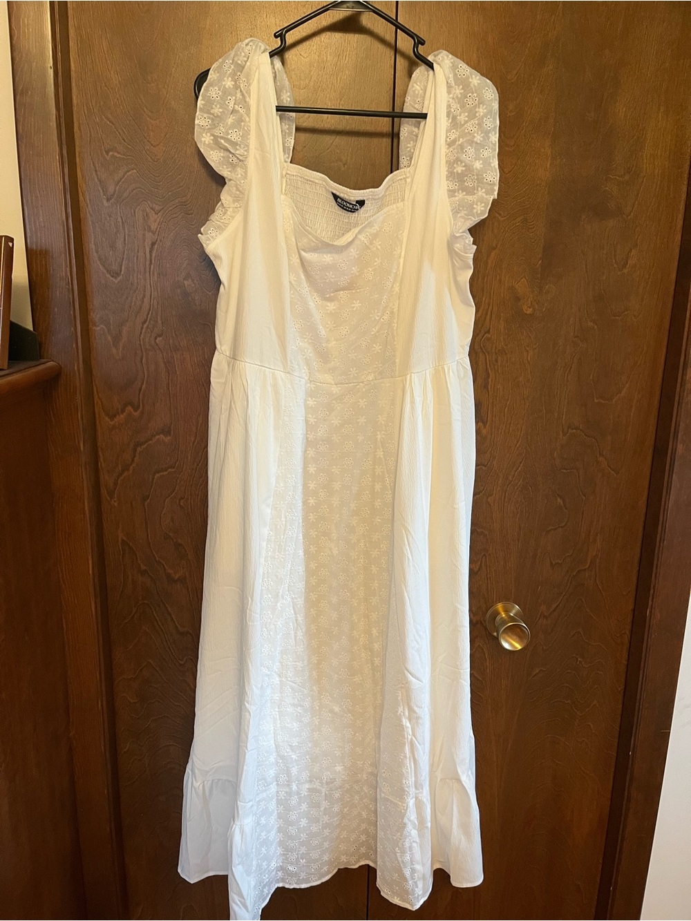BloomChic White Eyelet Maxi Dress with Puff Sleeves